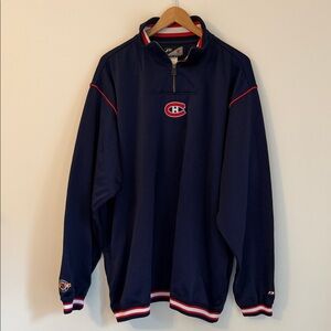 VTG Pro Player Montreal Canadiens NHL Centre Logo Blue 1/4 Zip Sweater Men's XXL